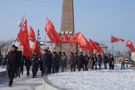 Коммунисты Бурятии провели акцию, посвященную   106-ой годовщине со дня рождения Рабоче-Крестьянской Красной Армии