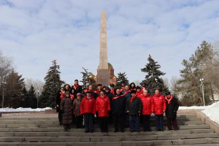 В Сталинграде прошла памятная акция в 106-ю годовщину Дня Красной Армии и Военно-Морского Флота