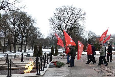 Олег Лебедев принял участие в мероприятиях, посвящённых Дню защитника Отечества, в Псковской области - на родине Знамени Победы