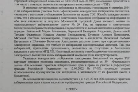Москва. Электронный бюллетень спрятал кандидата
