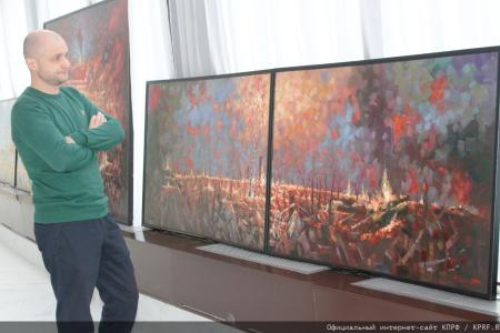 Лидер КПРФ Г.А. Зюганов открыл выставку картин художника Н.Ламидова «Донбасс, мы с тобой»