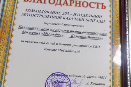 Воронеж. В Каменно-Верховке наградили добровольцев, помогающих бойцам специальной военной операции