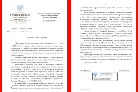 Денис Парфенов: Депутатские запросы в защиту детских школ искусств — первая реакция