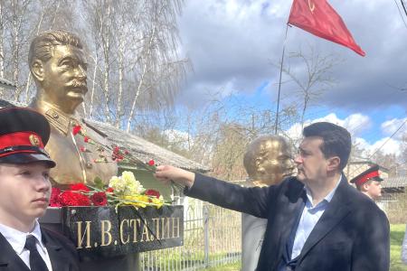 Олег Лебедев выступил на митинге, посвященном открытию памятника И.В. Сталину в Вологодской области