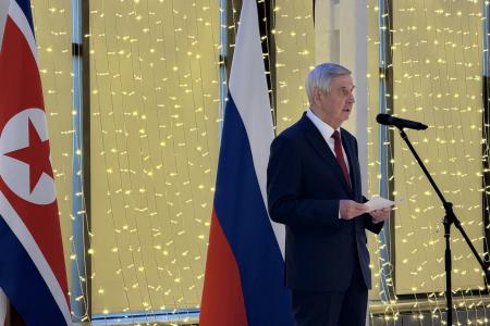 Иван Мельников выступил на приеме по случаю   78-й годовщины образования КНДР